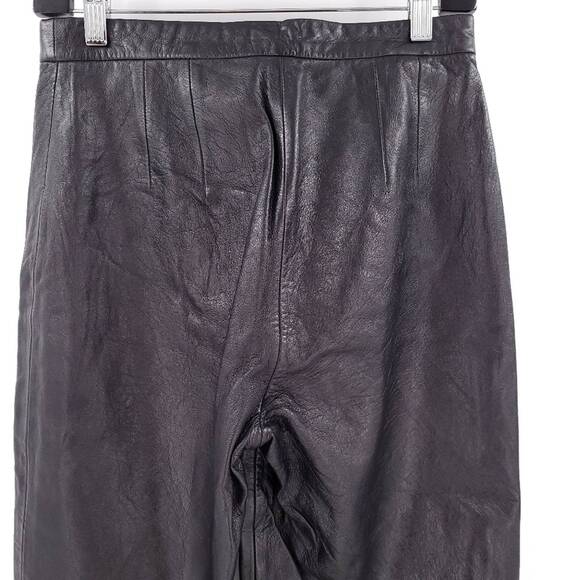 Vintage Black Leather Pants High Waist flat front Size 6 - Picture 4 of 10